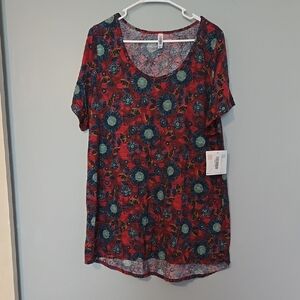 LuLaRoe Red and Blue Relaxed Short Sleeve Tee